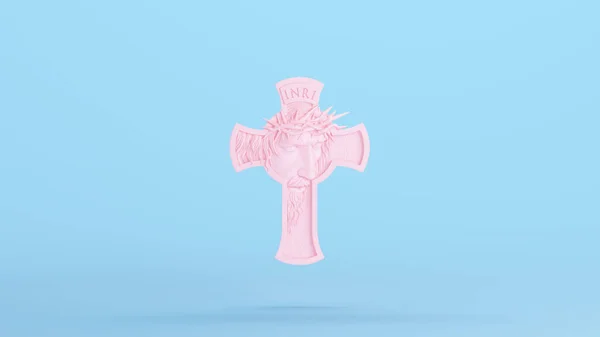 Pink Jesus Christ Cross Holy Faith Easter Icon King Jews — 图库照片