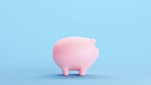 Pink Piggy Bank Ahorros Finanzas Banca Negocios Kitsch Blue Fondo — Foto de Stock