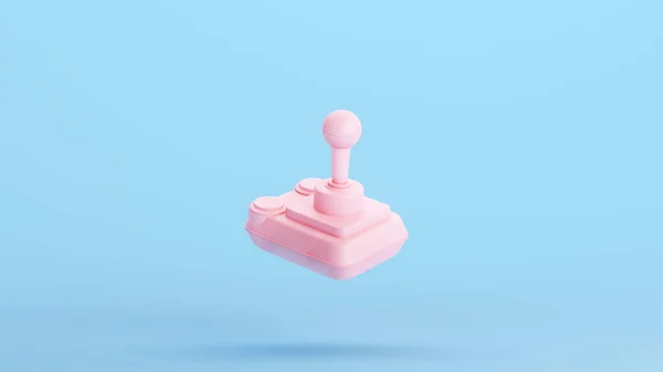 Pink Joystick Controller Retro Gaming Device Peripheral Kitsch Blue Background — Stock Photo, Image