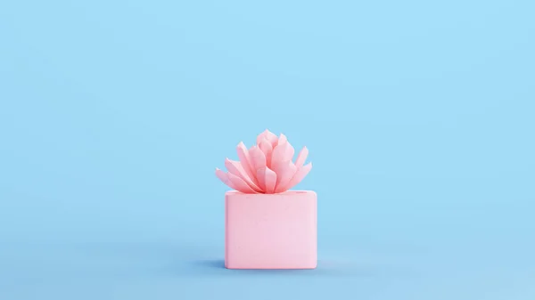 ピンク豊かな植物花びらの葉ソフトジェンZキッチュブルー背景3Dイラストレンダリングデジタルレンダリング — ストック写真