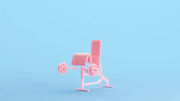Pink Weight Training Curl Bench Weight Lifting Workout Utrustning Skivstång — Stockfoto