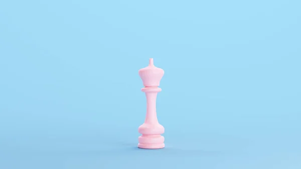 ピンクのチェスピースキング戦略ゲーム伝統的な競争オブジェクトキッチュブルー背景3Dイラストレンダリングデジタルレンダリング — ストック写真