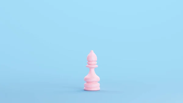 粉红国际象棋毕夏普策略游戏传统竞赛对象Kitsch Blue Background 3D插图渲染数字渲染 — 图库照片