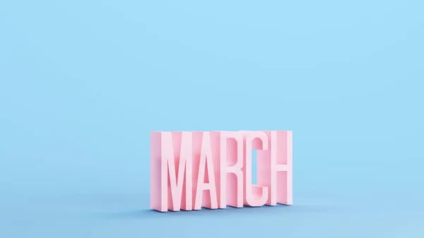 Pink March Word Spring Season Summer Winter Sign Symbol Kitsch — Stock Photo, Image