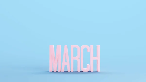 Pink March Word Spring Season Summer Winter Sign Symbol Kitsch — 图库照片