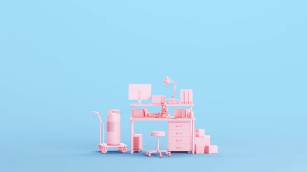 ピンク研究室施設 ワクチン研究科学現代設備職場キッチュブルー背景3Dイラストレンダリングデジタルレンダリング — ストック写真