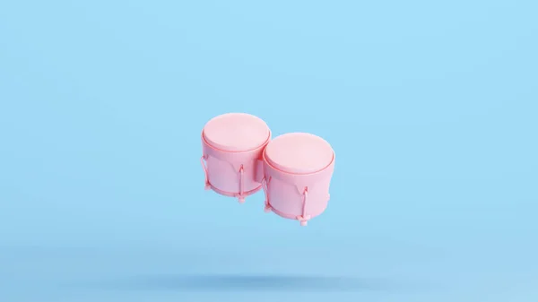 ピンクのボンゴハンドドラム楽器アフロ キューバ音楽キッチュブルーの背景3Dイラストレンダリングデジタルレンダリング — ストック写真