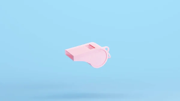 Розовый Свисток Спортивное Оборудование Безопасности Перейти Обучение Китч Синий Фон — стоковое фото