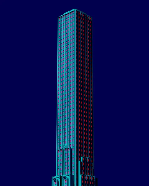 Blue Pink Art Deco Architecture 1920 Годов Здание Небоскреба Dark — стоковое фото