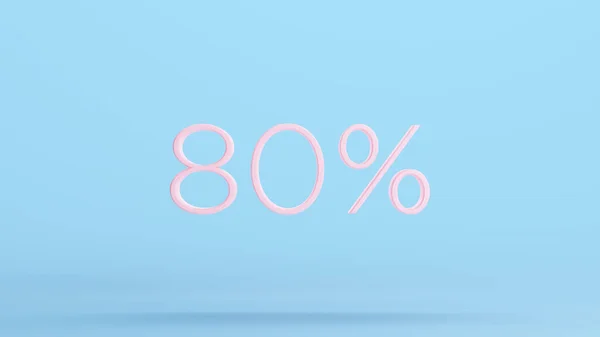 粉红80 的签名文字业务售价低于80 的折扣符号Kitsch蓝色背景3D插图渲染数字渲染 — 图库照片