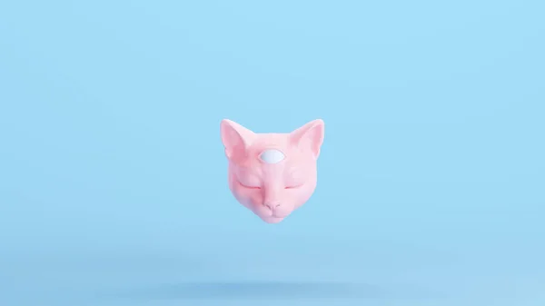 Pink Space Cat Psychic Blue Eye Cat Head Aesthetic Dreamlike — стоковое фото