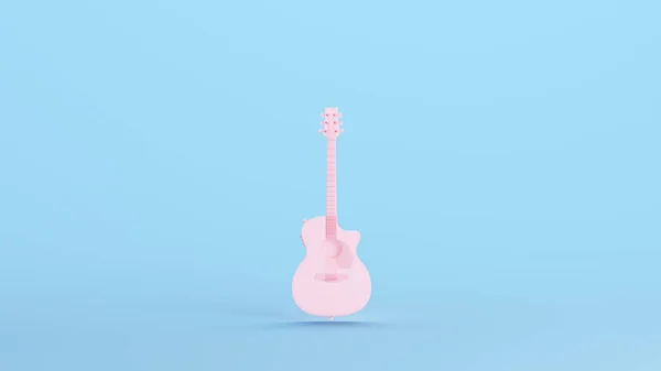 Pembe Elektrikli Akustik Gitar Aracı Klasik Harmonik Müzik Hobisi Kitsch — Stok fotoğraf
