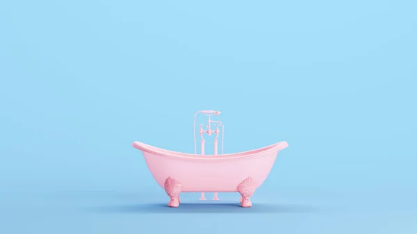 Rózsaszín Fürdőkád Aranyos Fürdőkád Faucet Zuhanyzó Fej Tap Régi Évjárat — Stock Fotó