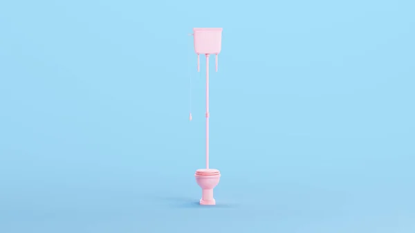 Розовый Туалет Цистерна Традиционный Винтажный Высокий Стиль Ванной Модный Китч — стоковое фото