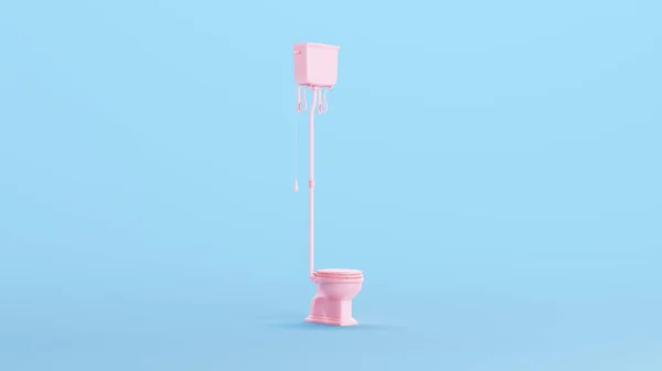 Růžová Toaleta Cisterna Tradiční Ročník Vysoký Stylový Koupelna Trendy Kitsch — Stock fotografie