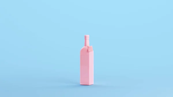 Garrafa Quadrada Rosa Etiqueta Presente Recipiente Branco Garrafa Azeite Kitsch — Fotografia de Stock