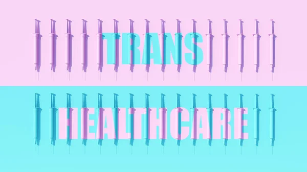 Trans Health Care Blue Pembe Cinsiyet Değiştiren Sağlık Şırınga Cinsiyet — Stok fotoğraf