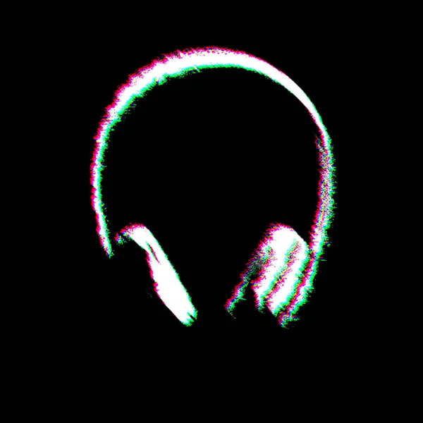 Białe Czarne Słuchawki Urazy Scratched Dirty Style Punk Print Symbol — Zdjęcie stockowe