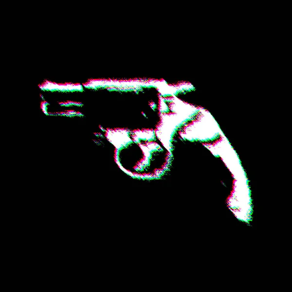 Witte Zwarte Revolver Handgun Grudge Krabbelde Dirty Style Punk Print — Stockfoto