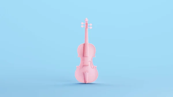 粉红小提琴古典小提琴乐器弦乐音频巴洛克基奇蓝调背景3D插图渲染数字渲染 — 图库照片