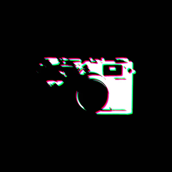ホワイトブラックレトロ写真カメラグラッジスクラッチダーティパンクスタイル印刷文化シンボル形状グラフィックレッドグリーンイラスト — ストック写真