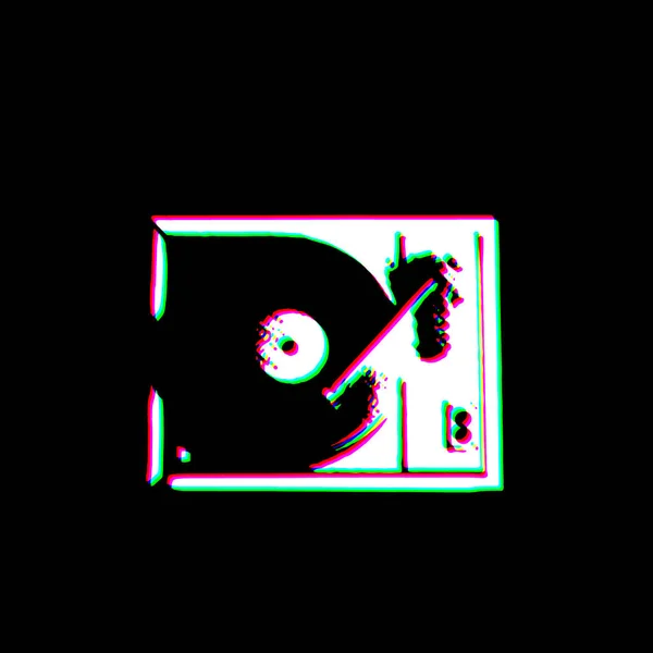 White Black Record Player Gramofon Muzyka Urazy Drapane Brudny Styl — Zdjęcie stockowe