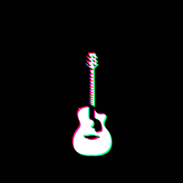 白黑吉他声学电器设备怨恨刮破污物朋克风格印刷文化符号形状图形红色绿色插图 — 图库照片