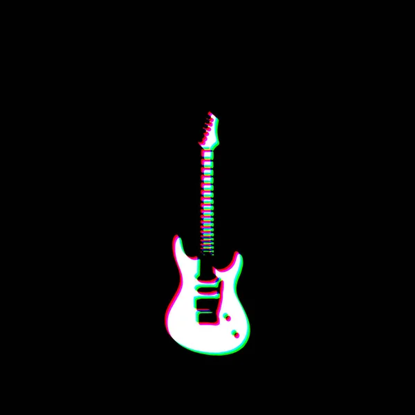 Λευκή Μαύρη Κιθάρα Ηλεκτρικό Μουσικό Όργανο Grudge Γδαρμένο Βρώμικο Punk — Φωτογραφία Αρχείου