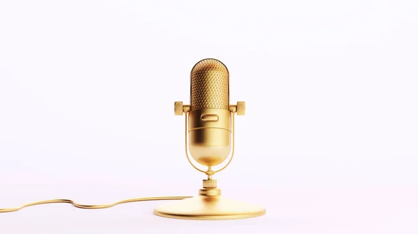 Zlatý Zlatý Mikrofon Luxusní Trofej Symbol Umění Bohatství Dekorativní Produkce — Stock fotografie
