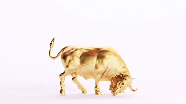 Gold Bull Financial Money Market Bullish Golden Luxury Art Decorative — Foto de Stock
