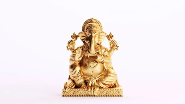 Gold Golden Hindu God Ganesha Ganesh Elephant Head Religious Wealth — Stock Photo, Image