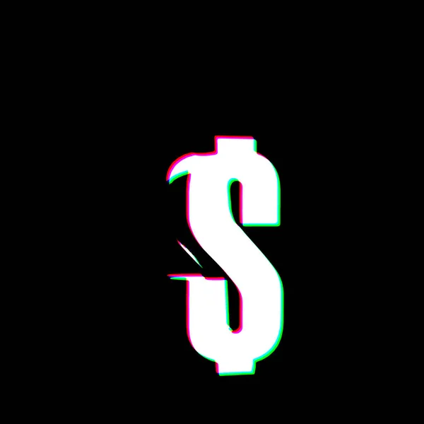 Biały Czarny Dolar Znak Symbol Typografia Tekst List Uraz Drapany — Zdjęcie stockowe