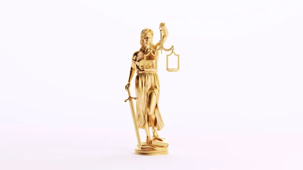 Gold Golden Woman Lady Justice Ζυγίζει Προστασία Ισορροπία Δικαστικό Σύστημα — Φωτογραφία Αρχείου