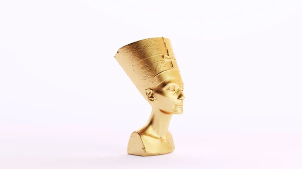 Gold Golden Nefertiti Bust African Queen Egyptian Idol Women Art — Stock Photo, Image