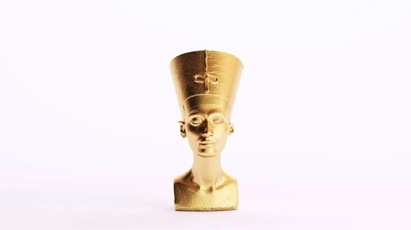 Arany Arany Nefertiti Mellszobor Afrikai Királynő Egyiptomi Idól Nők Art — Stock Fotó