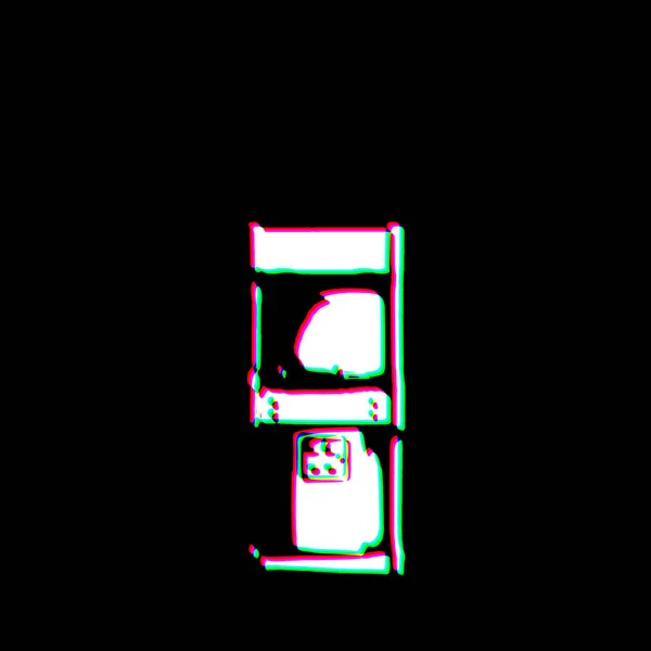 ホワイトブラックアーケードマシンゲームグラッジスクラッチダーティパンクスタイル印刷文化シンボル形状グラフィックレッドグリーンイラスト — ストック写真