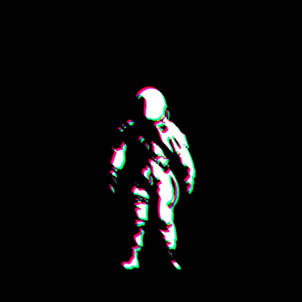 Bianco Nero Spaceman Fantascienza Grudge Scratched Dirty Punk Style Stampa — Foto Stock