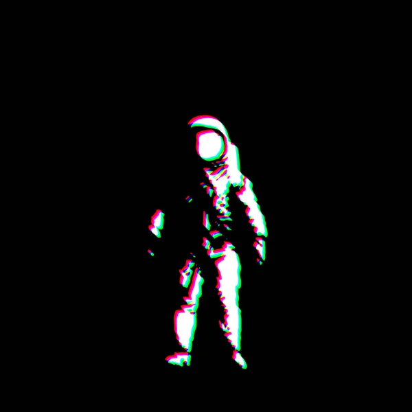 White Black Spaceman Science Fiction Grudge Scratched Dirty Punk Style — Φωτογραφία Αρχείου