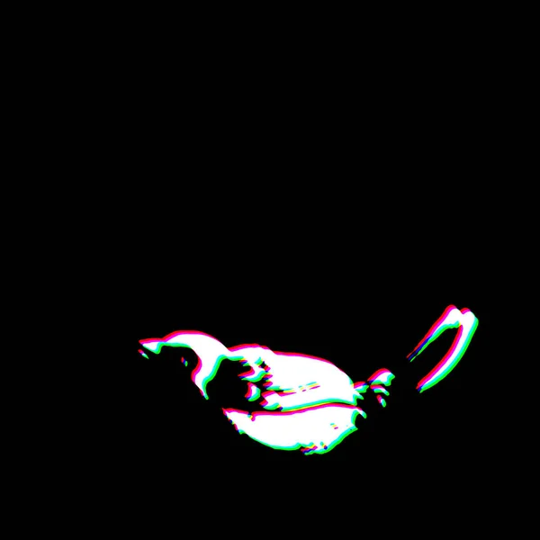ホワイトブラックスモールバードグラッジスクラッチダーティパンクスタイル印刷文化シンボル形状グラフィックレッドグリーンイラスト — ストック写真
