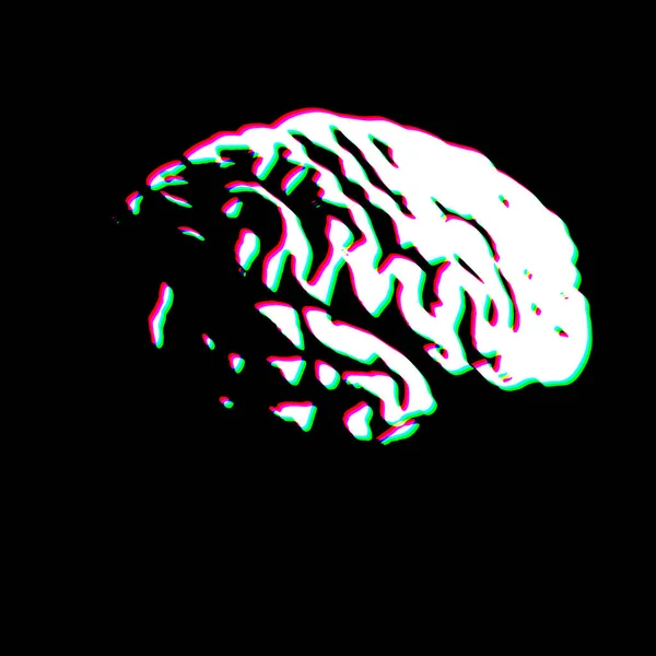 White Black Human Brain Intelligence Mind Grudge Scratched Dirty Punk — Stock Photo, Image