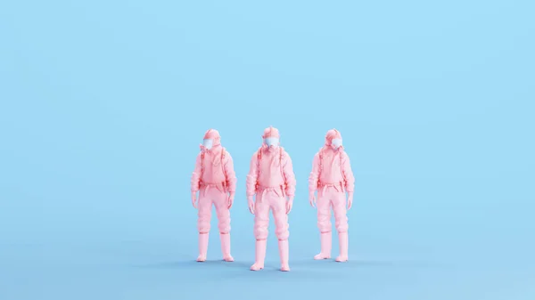 Pink Hazmat Suit Biohazard Mask Chemical Dangerous Epidemic Disease Protection — 图库照片