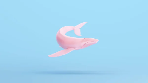 Roze Walvis Grote Bultrug Walvis Gen Blauwe Kitsch Achtergrond Illustratie — Stockfoto