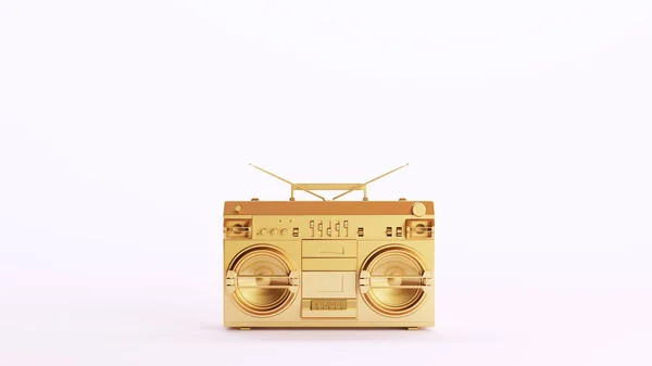 Gold Boombox Retro Stereo Cassette Player Golden Luxury Art Διακοσμητική — Φωτογραφία Αρχείου