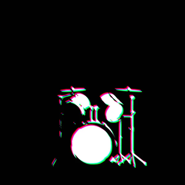 ホワイトブラックドラムキット音楽バンドレトロバスドラムシンボルグラッジスクラッチダーティパンクスタイルパンクプリントイラスト — ストック写真