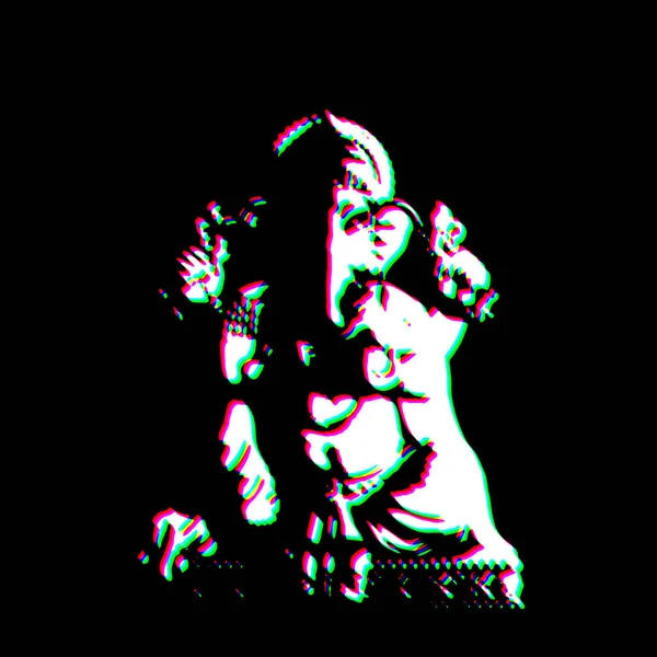ホワイトブラックガネーシュヒンドゥ神宗教像象頭パンクスタイル印刷文化シンボル形状グラフィックレッドグリーンイラスト — ストック写真