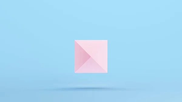 Pirâmide Rosa Flutuante Forma Geométrica Sólida Rosto Estrutura Kitsch Fundo — Fotografia de Stock