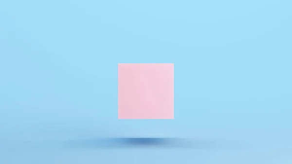 Rózsaszín Kocka Lebegő Doboz Geometrikus Alak Szilárd Arc Struktúra Kitsch — Stock Fotó