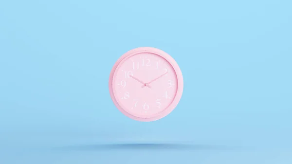 Pink Clock Face Wall Circle Time Number Hour Minute Hand — Stock Photo, Image