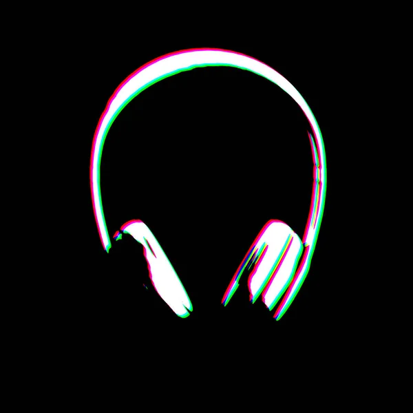 White Black Headphones Audio Headset Symbol Punk Style Punk Print — Stock Photo, Image