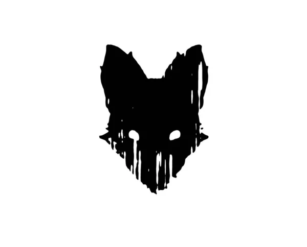 Fehér Fekete Kutya Farkas Fox Shadow Punk Stílus Nyomtatás Szimbólum — Stock Fotó